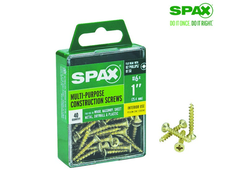Spax No. 6  S X 1 in. L Phillips/Square Flat Head Multi-Purpose Screws 40 pk