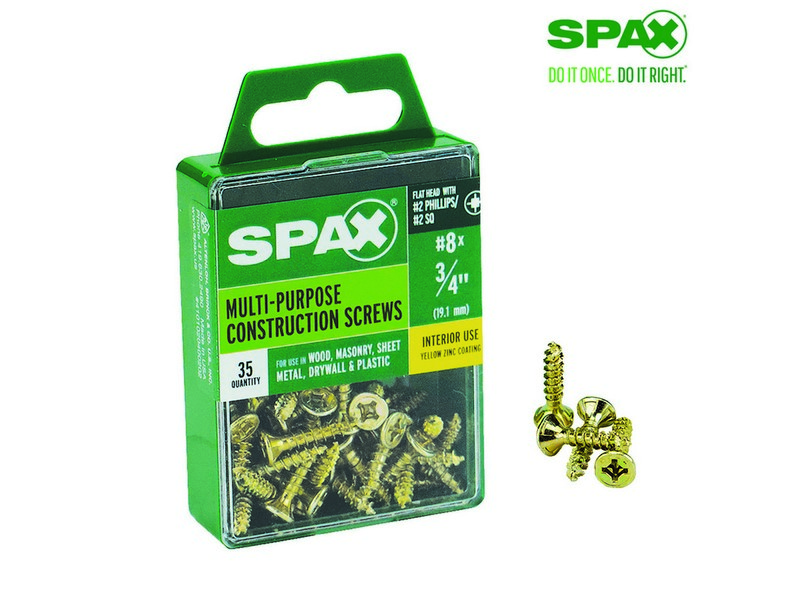 Spax No. 8  S X 3/4 in. L Phillips/Square Flat Head Multi-Purpose Screws 35 pk
