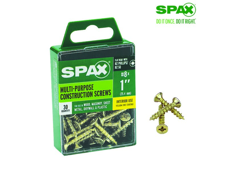 Spax No. 8  S X 1 in. L Phillips/Square Flat Head Multi-Purpose Screws 30 pk