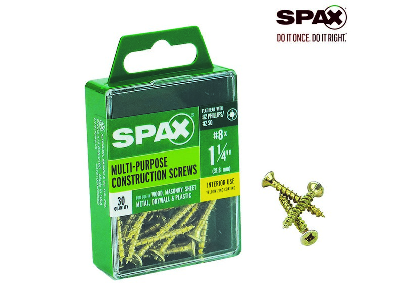 Spax No. 8  S X 1-1/4 in. L Phillips/Square Flat Head Multi-Purpose Screws 30 pk