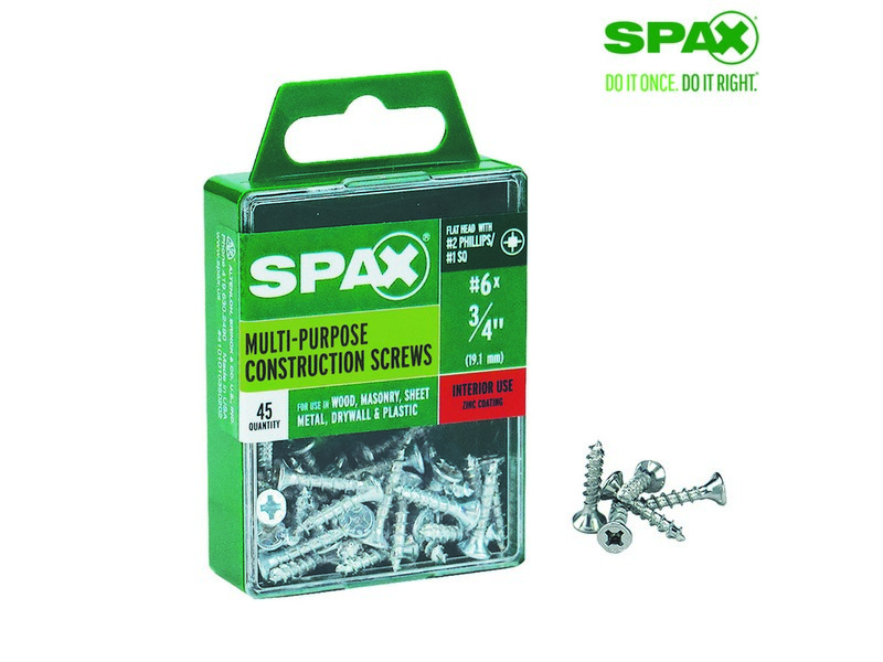 Spax No. 6  S X 3/4 in. L Phillips/Square Flat Head Multi-Purpose Screws 45 pk