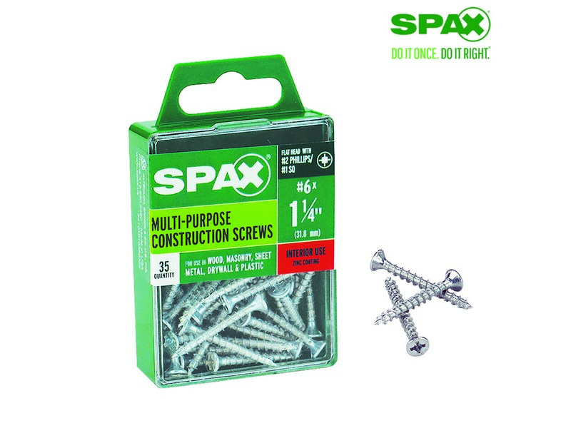 Spax No. 6  S X 1-1/4 in. L Phillips/Square Flat Head Multi-Purpose Screws 35 pk