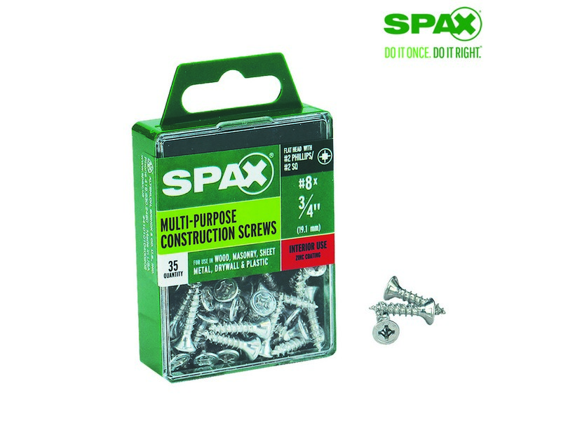 Spax No. 8  S X 3/4 in. L Phillips/Square Flat Head Multi-Purpose Screws 35 pk