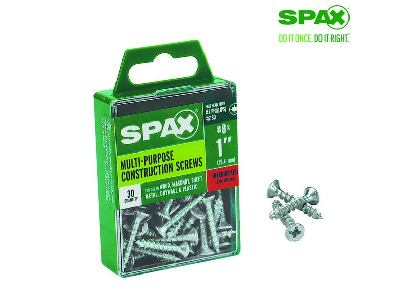 Spax No. 8  S X 1 in. L Phillips/Square Flat Head Multi-Purpose Screws 30 pk