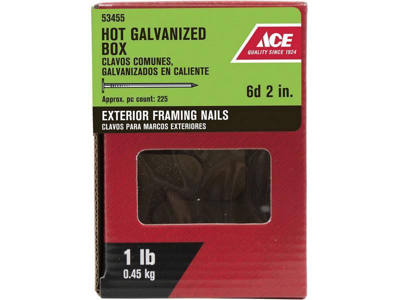 Ace 6D 2 in. Box Hot-Dipped Galvanized Steel Nail Flat Head 1 lb