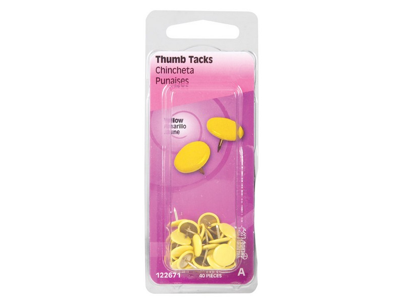Hillman 0.375 in. L Yellow Steel Thumb Tacks 40 pk