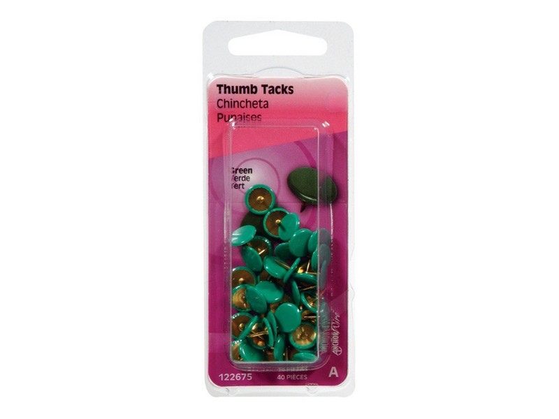 Hillman Green Push Pins 40 pk