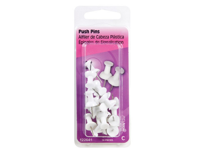 Hillman White Push Pins 16 pk