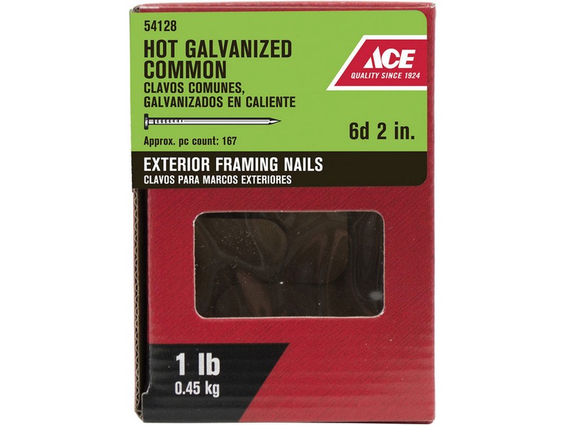 Ace 6D 2 in. Common Hot-Dipped Galvanized Steel Nail Flat Head 1 lb