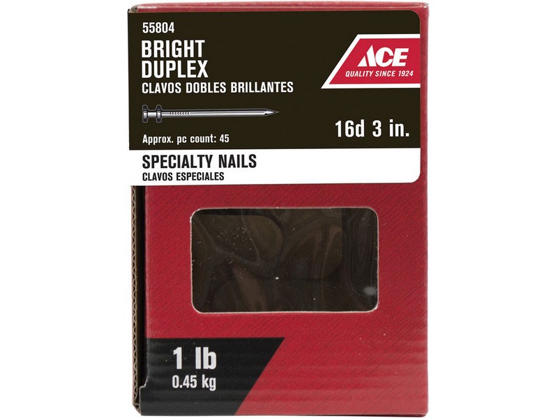 Ace 16D 3 in. Duplex Bright Steel Nail Double Head 1 lb