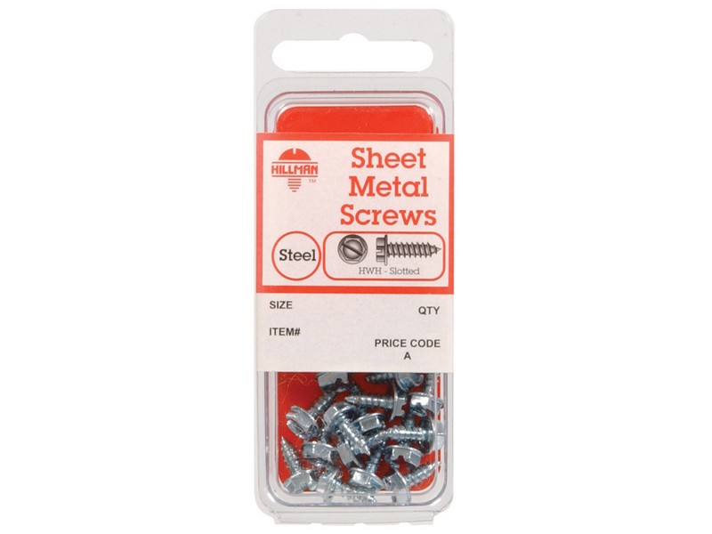 Hillman No. 8  S X 3/4 in. L Slotted Hex Washer Head Sheet Metal Screws 12  1 pk