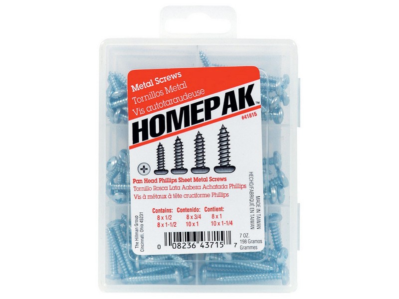 Hillman Homepak No. 14  S Phillips Pan Head Sheet Metal Screw Assortment 1 pk