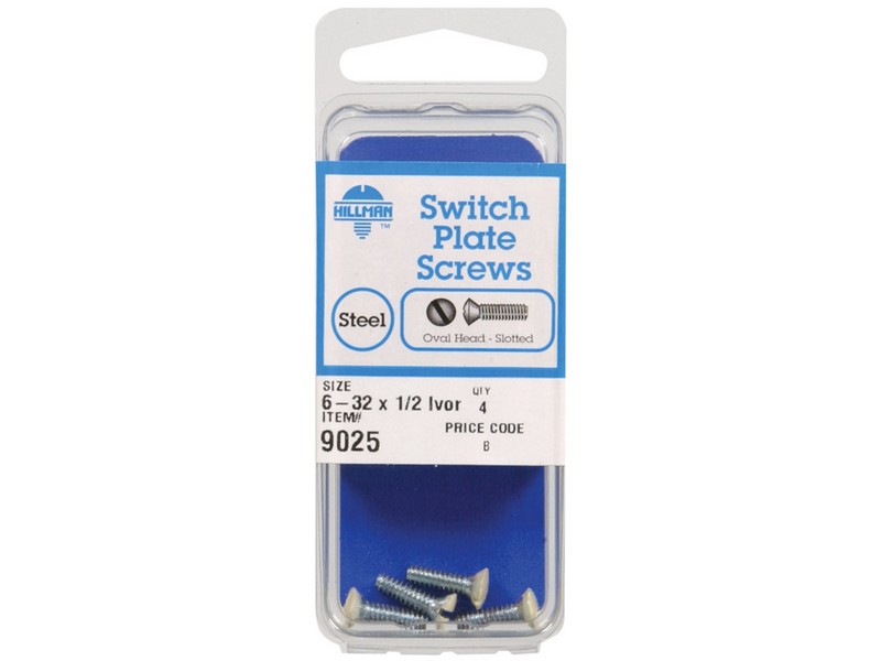 Hillman No. 6-32  S X 1/2 in. L Slotted Oval Head Steel Machine Screws 4 pk