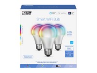 Feit Electric A19 E26 (Medium) LED Smart WiFi Bulb Color Changing 60 W 3 pk