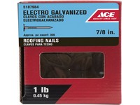 Ace 7/8 in. Roofing Electro-Galvanized Steel Nail Large Head 1 lb