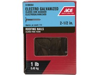 Ace 2-1/2 in. Roofing Electro-Galvanized Steel Nail Large Head 1 lb