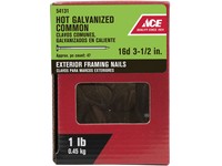 Ace 16D 3-1/2 in. Common Hot-Dipped Galvanized Steel Nail Flat Head 1 lb