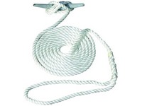 Invincible Marine Dock Line, Twisted Nylon, 3/8"x15' Hand Spliced 3-Strand