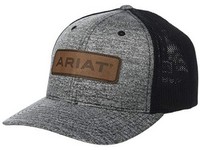 Ariat Men's Grey/Black Leather Patch Logo Cap - S/M