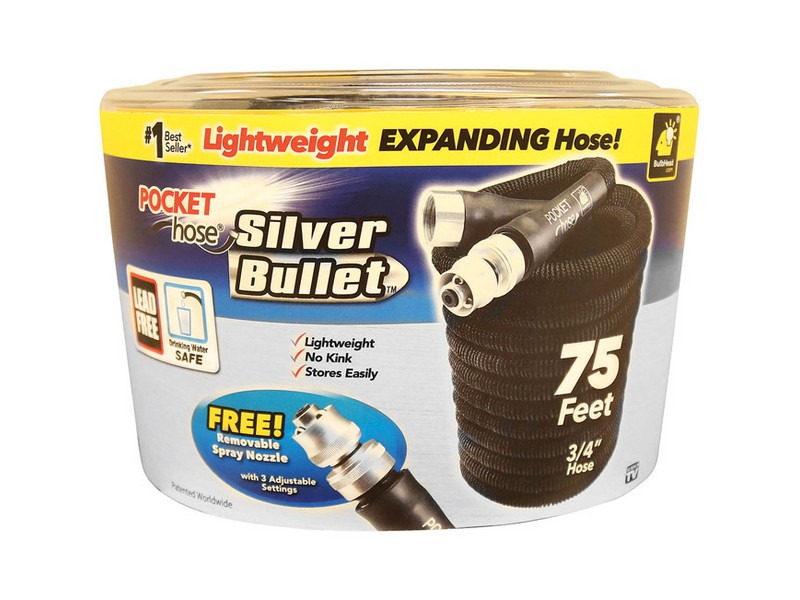 Pocket Hose Silver Bullet 3/4 in. D X 75 ft. L Expandable Lightweight Garden Hose Black