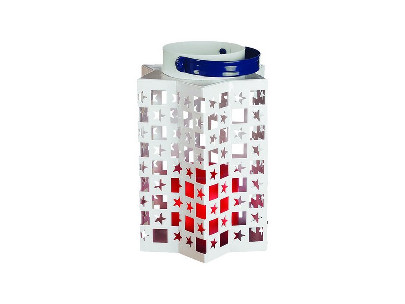 Paradise 6.7 in. Metal Patriotic Flameless Lantern White