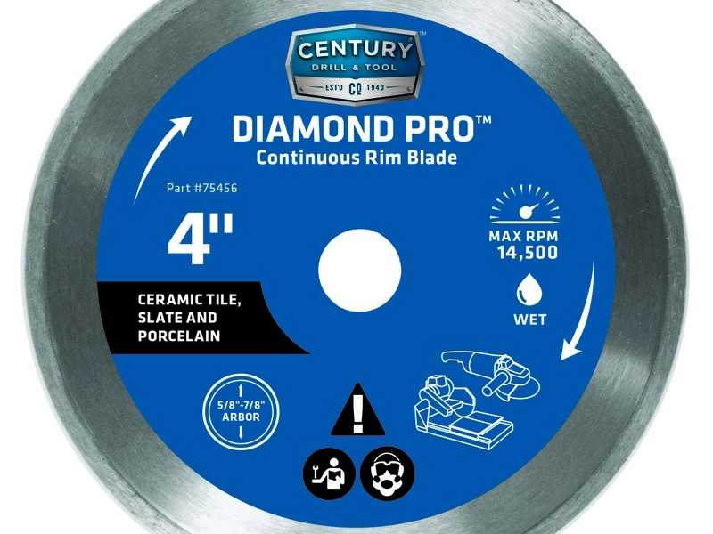 Century Drill & Tool 4 in. D X 5/8 and 7/8  S Diamond Continuous Rim Diamond Saw Blade