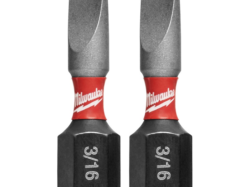 Milwaukee Shockwave Slotted 3/16 in. S X 1 in. L Insert Bit Steel 2 pc