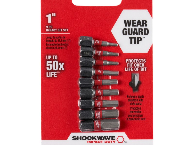 Milwaukee Shockwave Hex 1 in. L Impact Insert Bit Set Steel 9 pc