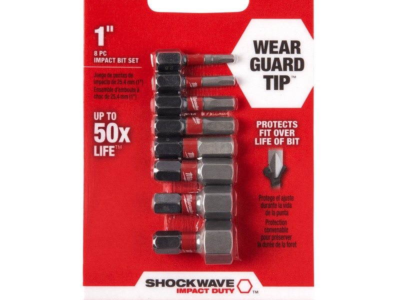 Milwaukee Shockwave Hex 1 in. L Impact Insert Bit Set Steel 8 pc