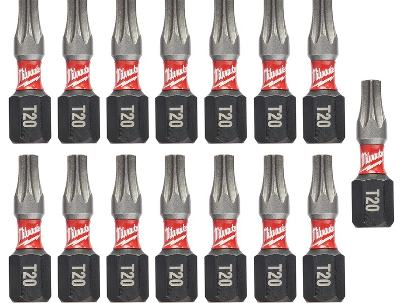 Milwaukee Shockwave Torx T20  S X 1 in. L Impact Insert Bit Set Steel 15 pc