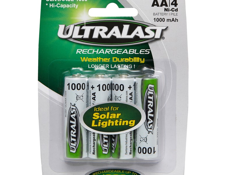 Ultralast Ni-Cad AA 1.2 V 1000 Ah Solar Rechargeable Battery ULN4AASL-1000 4 pk