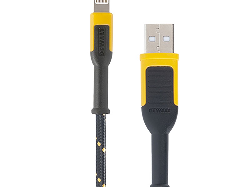 DeWalt Lightning to USB Charge and Sync Cable 10 ft. Black/Yellow