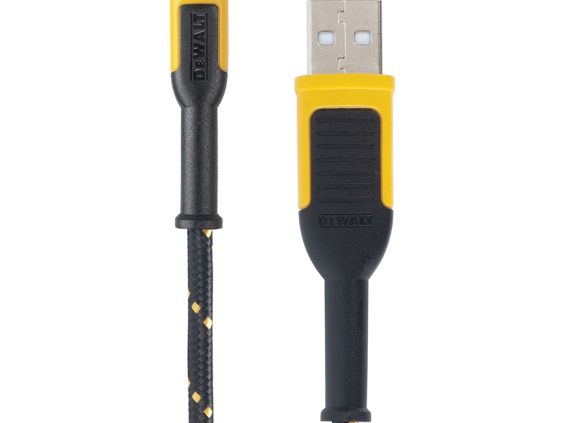 DeWalt Lightning to USB Charge and Sync Cable 4 ft. Black/Yellow