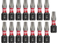 Milwaukee Shockwave Torx T25  S X 1 in. L Impact Insert Bit Set Steel 15 pc