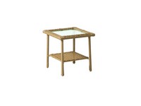 Living Accents Palmaro Tan Square Glass/Steel Side Table