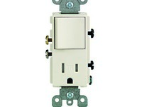 Leviton Decora 15 amps 125 V Light Almond Combination Switch/Outlet 5-15R