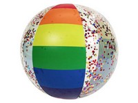 PoolCandy Inflatable Jumbo Beach Ball Classic Rainbow Glitter