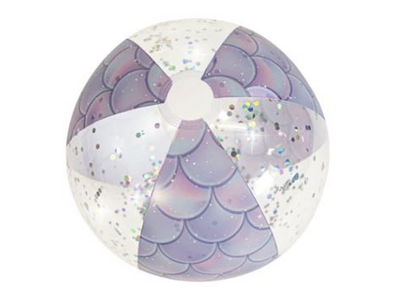 PoolCandy Inflatable Beach Ball Mermaid Print in Glitter