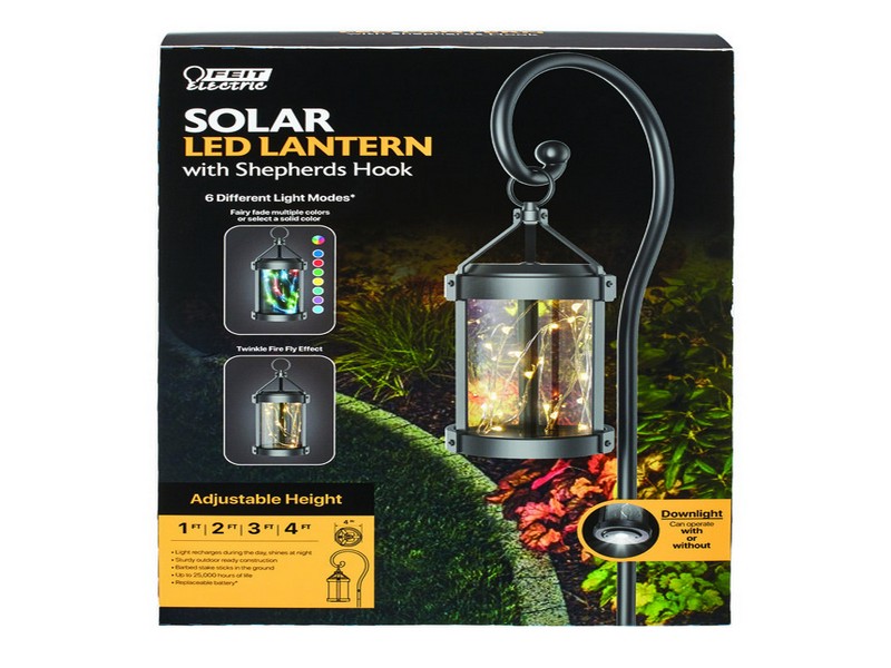 Feit Electric 9.1 in. Metal Round Coach Lantern Solar Garden Stake Black