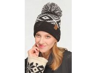 C.C Beanie Aztec Multi-Colored Pom Hat Black