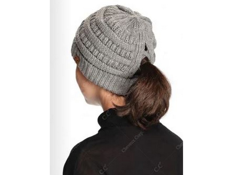 C.C Beanie Criss-Cross Knit Beanie Light Grey