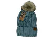 C.C Beanie Fuzzy Lined Fur Pom