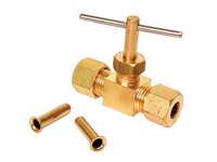 Dial 1/4 in. H X 2-3/4 in. W Tan Brass Straight Needle Valve