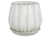 Trendspot Contour 6 in. D Ceramic Planter White