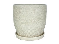 Trendspot Rivage 12 in. D Ceramic Crackle Planter White