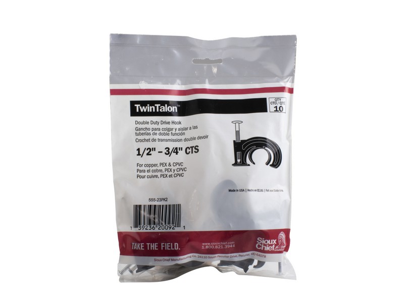 Sioux Chief TwinTalon 1/2 in. Black Polyethylene Double Duty Drive Hook