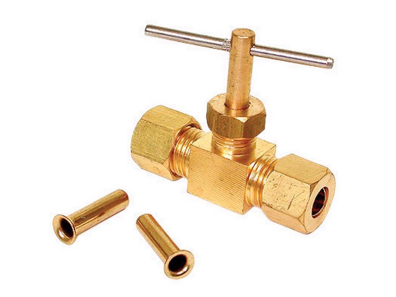 Dial 1/4 in. H X 2-3/4 in. W Tan Brass Straight Needle Valve