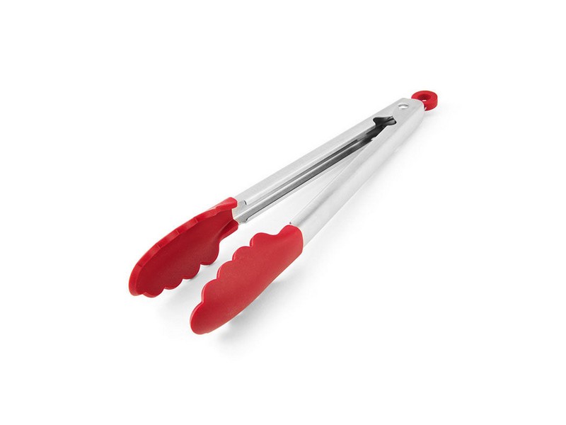 KitchenAid 1.38 in. W X 10.83 in. L Silver/Red Silicone/Stainless Steel Tip Tongs