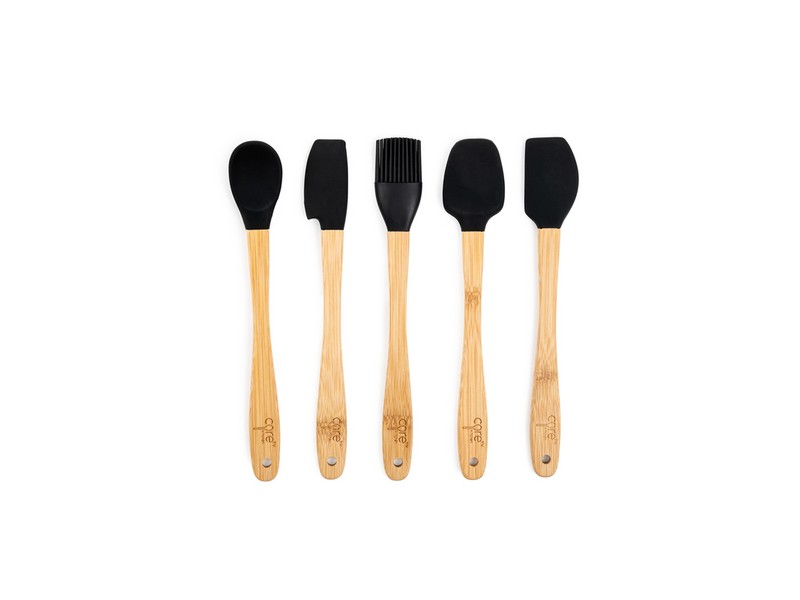 Core Kitchen 1.50 in. W X 8.43 in. L Beige/Onyx Bamboo/Silicone Mini Utensil Set