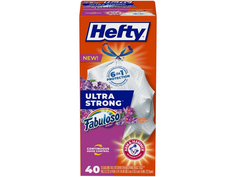 Hefty Ultra Strong 13 gal Fabuloso Scent Tall Kitchen Bags Drawstring 40 pk